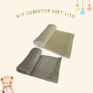 KIT 2 COBERTORES SOFT LISO NEUTRO CINZA E BEGE Antialérgico, Toque de Seda