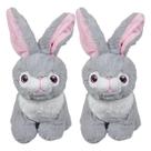Kit 2 Coelhos De Pelúcia Peludinho Tuka Sentado 30Cms - Marrom Cinza