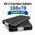 Kit 2 Colchão Solteiro D20 188x78x12cm Selo Inmetro 100% Espuma Alta Densidade Antialérgico e Antiácaro Kit 2 Colchão Solteiro D20 188x78x12cm Selo Inmetro 100% Espuma Alta Densidade Antialérgico e Antiácaro