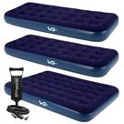 Kit 2 Colchões Infláveis Solteiro + 1 Colchão Casal Flocked Comfort Com Bomba Manual Vg Plus