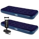 Kit 2 Colchões Infláveis Solteiro Flocked Comfort Com Bomba Manual Vg Plus