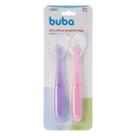 Kit 2 Colheres Silicone Buba Alimentação Bebê Rosa/Lilás