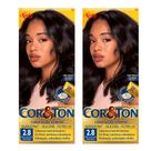 Kit 2 Coloração Creme Cor&Ton Niely Cor Preto Azulado Espelhado 2.8