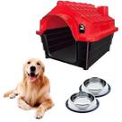 Kit 2 Comedouro Comida Inox Chalesco + Casinha Pet Casa N4