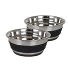 Kit 2 Comedouro e Bebedouro G para Cachorro Com Lousa Durapet Bowl em Aço Inox