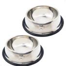 Kit 2 Comedouro Tigela Bebedouro Inox 200 ML Base Borracha antiderrapante Cão Gato Cachorro