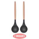 Kit 2 Conchas Silicone Feijão Preto Cabo Bambu Não Arranha