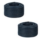 Kit 2 Conduite Corrugado 1.1/4 50m 32mm Preto Guia Leve