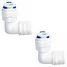 Kit 2 Conector Cotovelo Curto 90 Engate Rápido 1/4" x Rosca Macho 3/8" Alta Resistência