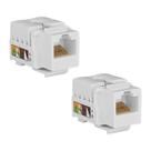 Kit 2 Conector Fêmea Rj45 CAT6 T568A/B Keystone Branco Etherlink