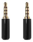 Kit 2 Conector P2 Macho Stereo Metálico 4 Vias Preto Luminos