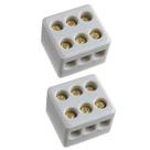 Kit 2 Conector Porcelana Para Fios Chuveiro 10mm De 3 Polos