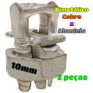 Kit 2 Conector Split Bolt Parafuso Fendido para Emenda Cabos 10mm Bimetálico Estanhado