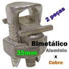 Kit 2 Conector Split Bolt Parafuso Fendido para Emenda Cabos 35mm Bimetálico Estanhado