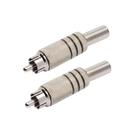 Kit 2 Conectores RCA Metal Mola Niquel Preto Profissional Kit 2 Conectores RCA Metal Mola Niquel Preto Profissional