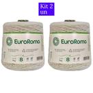 Kit 2 Cones Barbante Cru 1 Kilo Fio n8 Euroroma para Crochê, Tricô, Macramê, Tear, Tapeçaria e Artesanato