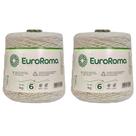 Kit 2 Cones Barbante Cru 1kg Espessura Fio 6 Euroroma para Crochê, Tricô, Frigorífico e Artesanato
