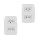Kit 2 Conjunto 2 Tomadas Branca Monobloco 2P+T 10A 250V 4x2
