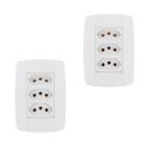 Kit 2 Conjunto 3 Tomadas Branca Monobloco 2P+T 10A 250V 4x2