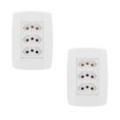 Kit 2 Conjunto 3 Tomadas Branca Monobloco 2P+T 20A 250V 4x2 Kit 2 Conjunto 3 Tomadas Branca Monobloco 2P+T 20A 250V 4x2