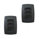 Kit 2 Conjunto 3 Tomadas Preta Monobloco 2P+T 10A 250V 4x2