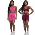 KIT 2 Conjunto Bermudinha e Top Com Bojo Bella Fiore Roupa Para Academia Treino Fitness Musculação Tamanho:GCor:Rosa+Vi