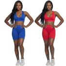 KIT 2 Conjunto Bermudinha e Top Com Bojo Bella Fiore Roupa Para Academia Treino Fitness Musculação Tamanho:GGCor:Azul+V