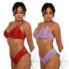 Kit 2 Conjunto De Calcinha E Sutiã De Renda Feminino Arco Moda Ínttima Sem Bojo Lingerie Linha Noite