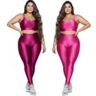 KIT 2 Conjunto Fitness Plus Size Top e Calça New Zig 3D Bella Fiore Alta Compressão Academia Treino