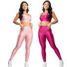 KIT 2 Conjunto Fitness Top e Calça New Zig 3D Bella Fiore Roupa De Academia Treino Para Musculação