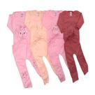 Kit 2 Conjunto Infantil Malha Canelada Body Manga Longa e Calça Bordada Menina e Menino