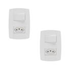 Kit 2 Conjunto Interruptor Simples + Tomada 20A 4x2 Branca