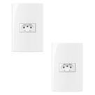 Kit 2 conjunto tomada horizontal 4x2 10a 2p+t 250v com placa margirus sleek branco