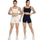 KIT 2 Conjunto Top Alça Grossa e Short Smart Vekyo Alta Compressão Treino Academia Moda Fitness