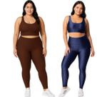 KIT 2 Conjunto Top e Calça Plus Size New Zig 3D WLS Modas Bojo Compressão Academia Moda Fitness KIT 2 Conjunto Top e Calça Plus Size New Zig 3D WLS Modas Bojo Compressão Academia Moda Fitness