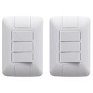 Kit 2 conjuntor interruptor paralelo 3 teclas 6a 250v tramontina aria branco com placa