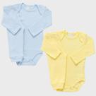 Kit 2 Conjuntos Bebê Body + Calça Canelado Enxoval 100% Algodão Maternidade Unissex RN ao 1