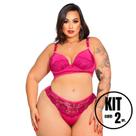 Kit 2 Conjuntos Calcinha e Sutiã Fio Plus Size Confort Rendado Fio Duplo