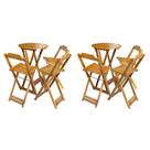 Kit 2 Conjuntos de Mesa Bistrô Dobravel em Madeira Maciça com 3 Banquetas Altas - Mel