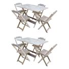 Kit 2 Conjuntos de Mesa com 4 Cadeiras de Madeira Dobravel 120x70 sem Pintura/crua Kit 2 Conjuntos de Mesa com 4 Cadeiras de Madeira Dobravel 120x70 sem Pintura/crua