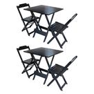 Kit 2 Conjuntos De Mesa Dobravel Com 2 Cadeiras De Madeira 70x70 - Preto