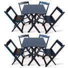 Kit 2 Conjuntos De Mesa Dobravel Com 4 Cadeiras Dobráveis De Madeira 70x70 Cm Preto - Tarimatã