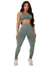 Kit 2 Conjuntos Fitness Calça Legging e Top Com Bojo Academia