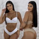 Kit 2 Conjuntos Lingerie básico com calcinha fio duplo Microfibra Dia a Dia Atacado Revenda