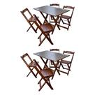 Kit 2 Conjuntos Mesa Dobrável Madeira 110x70 com 4 Cadeiras Personalizada Hei Imbuia - Tarimatã