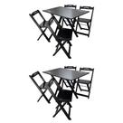 Kit 2 Conjuntos Mesa Dobrável Madeira 110x70 com 4 Cadeiras Personalizada Jack Preta - Tarimatã