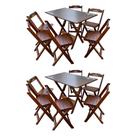 Kit 2 Conjuntos Mesa Dobrável Madeira 110x70 com 6 Cadeiras Personalizada Hei Imbuia - Tarimatã