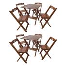 Kit 2 Conjuntos Mesa Dobrável Madeira 70x70 com 4 Cadeiras Personalizada Hei Imbuia - Tarimatã