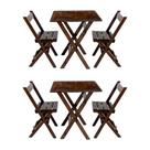 Kit 2 Conjuntos Mesa Dobrável para Bar e Restaurante 60x60cm com 2 Cadeiras em Madeira Maciça Imbuia - i9 Kit 2 Conjuntos Mesa Dobrável para Bar e Restaurante 60x60cm com 2 Cadeiras em Madeira Maciça Imbuia - i9