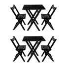 Kit 2 Conjuntos Mesa Dobrável para Bar e Restaurante 60x60cm com 2 Cadeiras em Madeira Maciça Preto - i9 Kit 2 Conjuntos Mesa Dobrável para Bar e Restaurante 60x60cm com 2 Cadeiras em Madeira Maciça Preto - i9